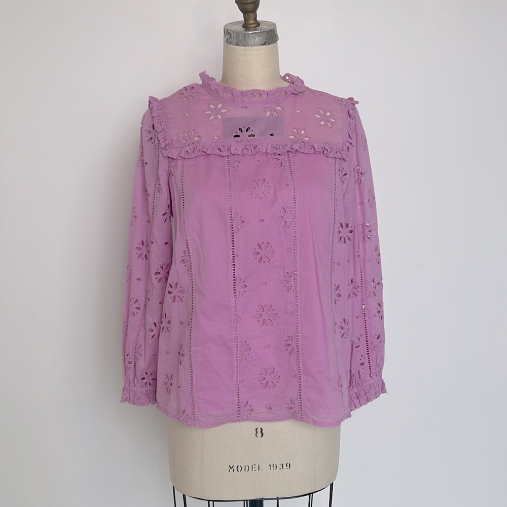 J Crew Lilac Purple Eyelet Blouse in Size XSmall